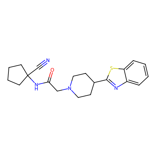 2-[4-(1,3-benzothiazol-2-yl)piperidin-1-yl]-N-(1-cyanocyclopentyl)acetamide structure