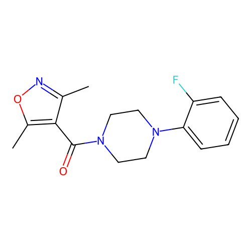 Methanone, (3,5-dimethyl-4-isoxazolyl)[4-(2-fluorophenyl)-1-piperazinyl]- structure