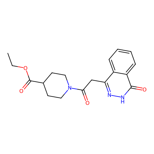 Ethyl 1-(2-(4-oxo-3,4-dihydrophthalazin-1-yl)acetyl)piperidine-4-carboxylate structure