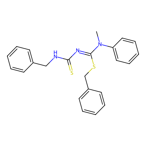 3-Benzyl-1-[benzylsulfanyl-(methyl-phenyl-amino)methylidene]thiourea structure