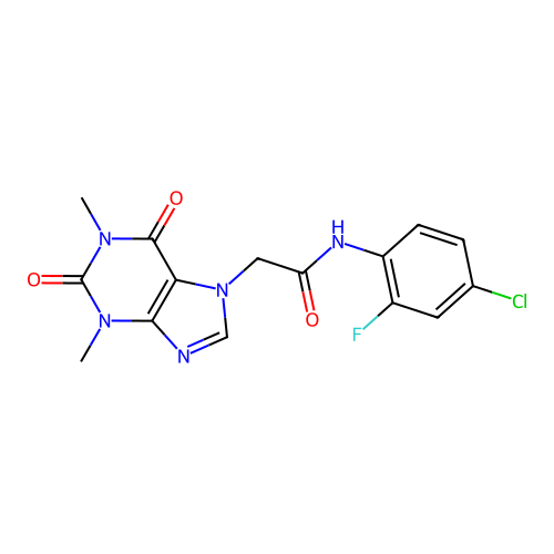N-(4-chloro-2-fluoro-phenyl)-2-(1,3-dimethyl-2,6-dioxo-purin-7-yl)acetamide structure