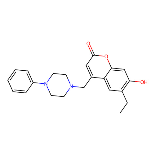 6-Ethyl-7-hydroxy-4-[(4-phenylpiperazin-1-yl)methyl]chromen-2-one structure