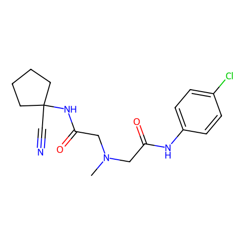 2-({[(4-chlorophenyl)carbamoyl]methyl}(methyl)amino)-N-(1-cyanocyclopentyl)acetamide structure