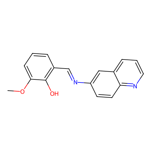 (E)-2-methoxy-6-((quinolin-6-ylimino)methyl)phenol structure