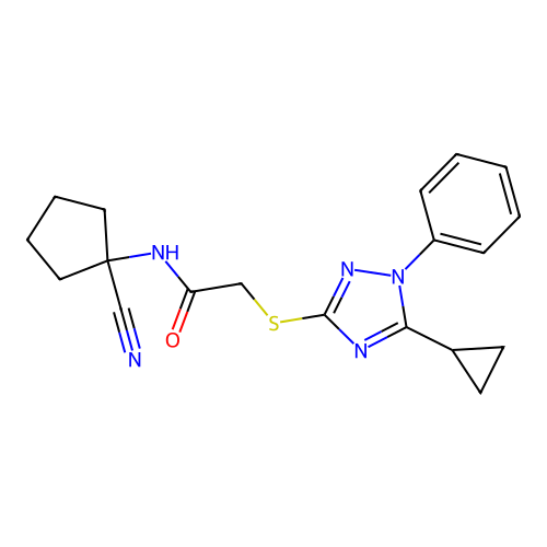 N-(1-cyanocyclopentyl)-2-[(5-cyclopropyl-1-phenyl-1,2,4-triazol-3-yl)sulfanyl]acetamide structure