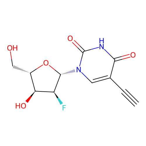 L-2'-deoxy-2'-fluoro-5-ethynyluridine structure