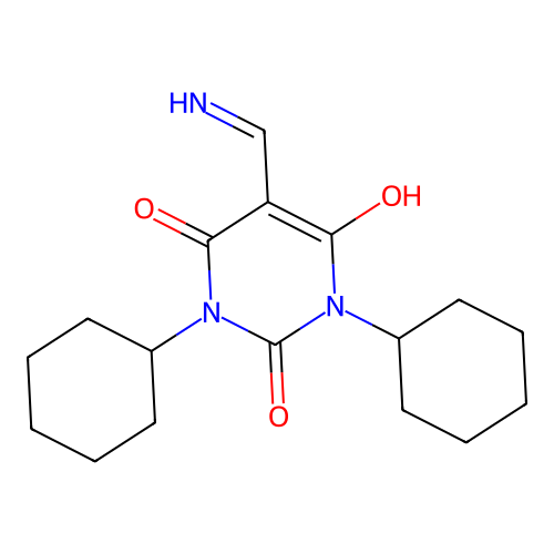 5-(Aminomethylidene)-1,3-dicyclohexyl-1,3-diazinane-2,4,6-trione structure