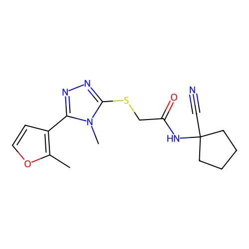 N-(1-cyanocyclopentyl)-2-[[4-methyl-5-(2-methyl-3-furyl)-1,2,4-triazol-3-yl]sulfanyl]acetamide structure