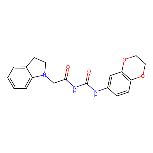 1-(2,3-dihydro-1,4-benzodioxin-6-yl)-3-[2-(2,3-dihydro-1H-indol-1-yl)acetyl]urea structure