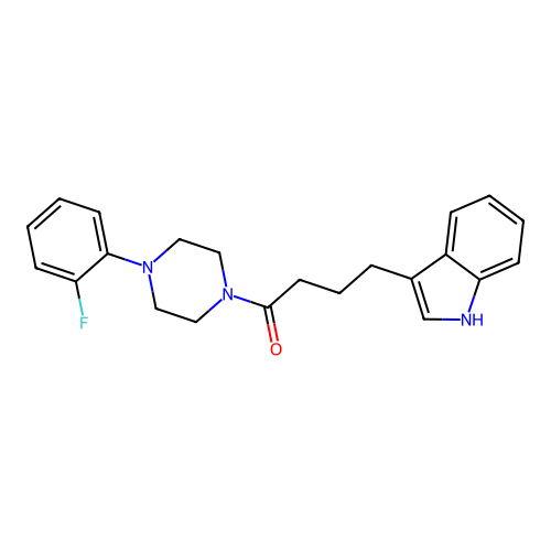 1-[4-(2-fluorophenyl)piperazin-1-yl]-4-(1H-indol-3-yl)butan-1-one structure