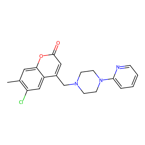 6-chloro-7-methyl-4-{[4-(pyridin-2-yl)piperazin-1-yl]methyl}-2H-chromen-2-one structure