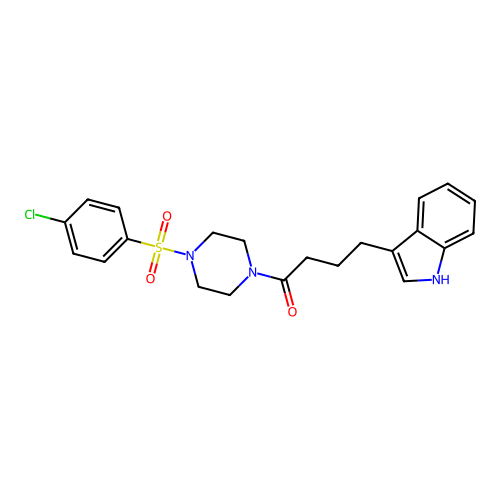 1-{4-[(4-chlorophenyl)sulfonyl]piperazin-1-yl}-4-(1H-indol-3-yl)butan-1-one structure