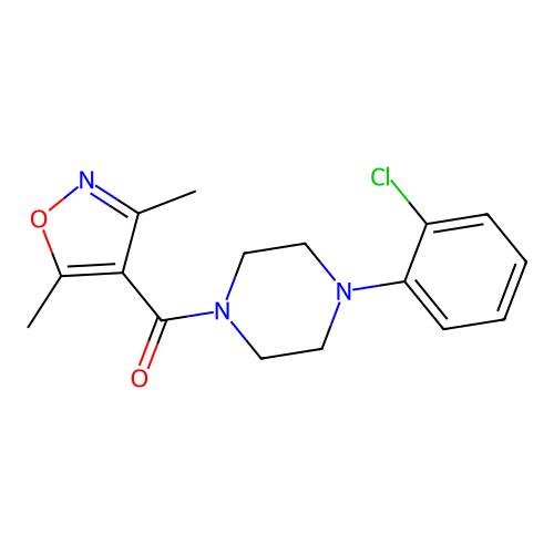Methanone, [4-(2-chlorophenyl)-1-piperazinyl](3,5-dimethyl-4-isoxazolyl)- structure