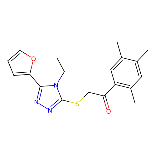 2-[[4-Ethyl-5-(2-furanyl)-4H-1,2,4-triazol-3-yl]thio]-1-(2,4,5-trimethylphenyl)ethanone structure