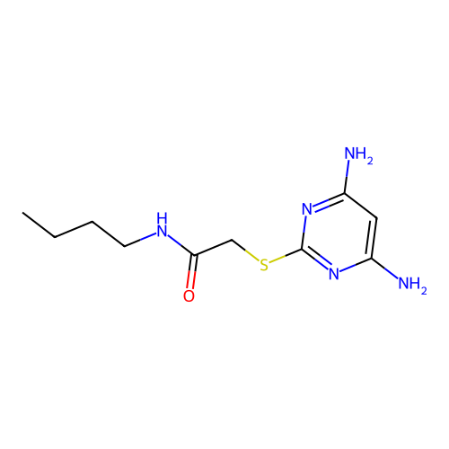 n-Butyl-2-((4,6-diaminopyrimidin-2-yl)thio)acetamide structure