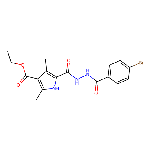 ethyl 5-[[(4-bromobenzoyl)amino]carbamoyl]-2,4-dimethyl-1H-pyrrole-3-carboxylate structure