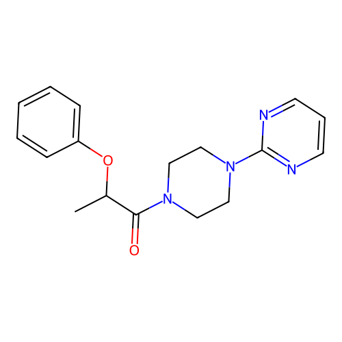 Piperazine, 1-(1-oxo-2-phenoxypropyl)-4-(2-pyrimidinyl)- structure