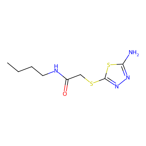 2-((5-Amino-1,3,4-thiadiazol-2-yl)thio)-N-butylacetamide structure
