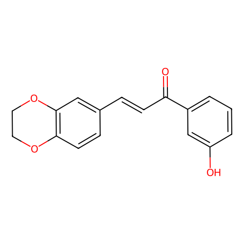 (2E)-3-(2,3-dihydro-1,4-benzodioxin-6-yl)-1-(3-hydroxyphenyl)prop-2-en-1-one structure
