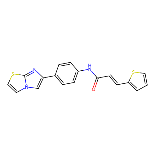 (E)-N-(4-(imidazo[2,1-b]thiazol-6-yl)phenyl)-3-(thiophen-2-yl)acrylamide structure