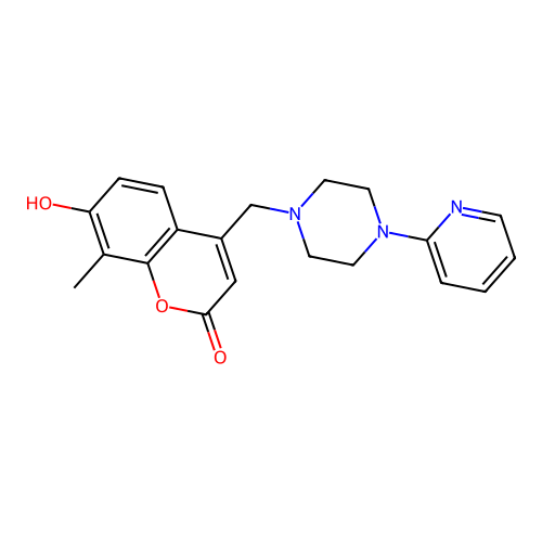 7-hydroxy-8-methyl-4-{[4-(pyridin-2-yl)piperazin-1-yl]methyl}-2H-chromen-2-one structure