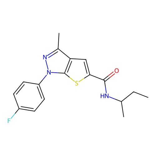 1-(4-Fluorophenyl)-3-methyl-N-(1-methylpropyl)-1H-thieno[2,3-c]pyrazole-5-carboxamide structure