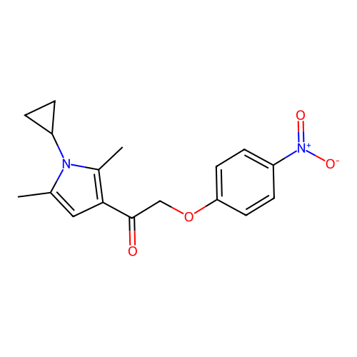 1-(1-Cyclopropyl-2,5-dimethylpyrrol-3-yl)-2-(4-nitrophenoxy)ethanone structure