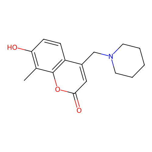 7-hydroxy-8-methyl-4-(piperidin-1-ylmethyl)-2H-chromen-2-one structure