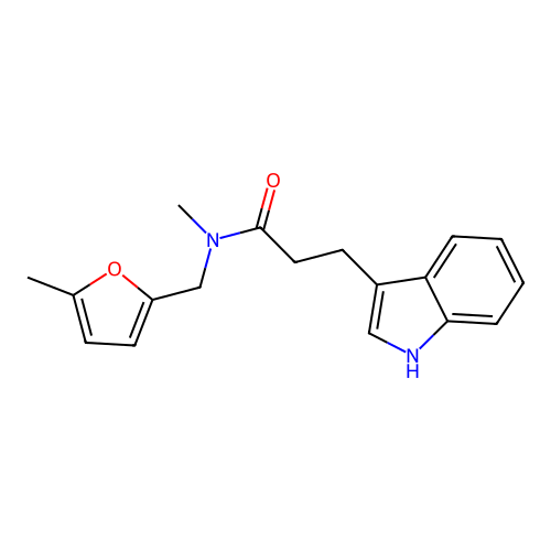3-(1H-indol-3-yl)-N-methyl-N-[(5-methylfuran-2-yl)methyl]propanamide structure