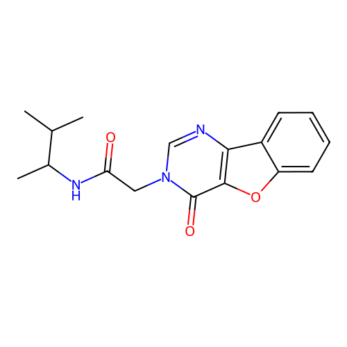 N-(3-methylbutan-2-yl)-2-(4-oxo-[1]benzofuro[3,2-d]pyrimidin-3-yl)acetamide structure