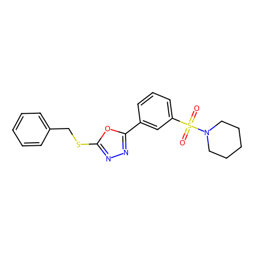 2-Benzylsulfanyl-5-(3-piperidin-1-ylsulfonylphenyl)-1,3,4-oxadiazole structure