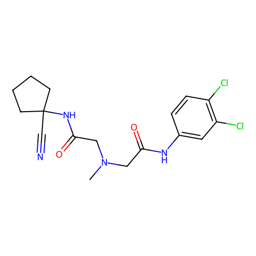 N-(1-cyanocyclopentyl)-2-({[(3,4-dichlorophenyl)carbamoyl]methyl}(methyl)amino)acetamide structure