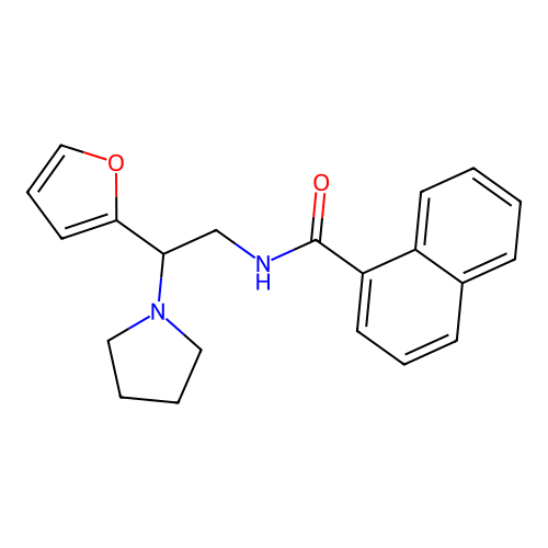 N-[2-(furan-2-yl)-2-(pyrrolidin-1-yl)ethyl]naphthalene-1-carboxamide structure