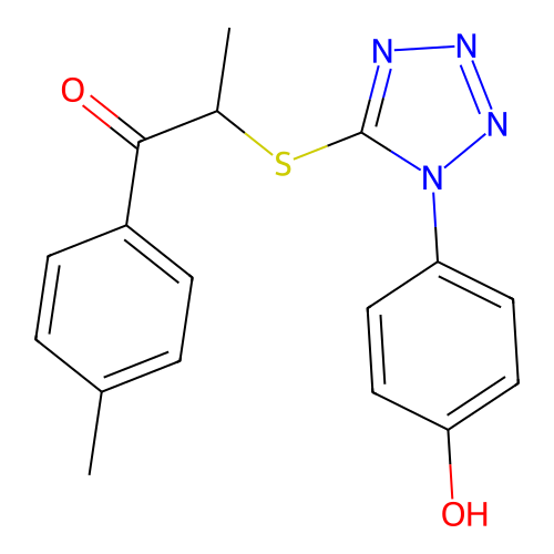 2-[[1-(4-Hydroxyphenyl)-1H-tetrazol-5-yl]thio]-1-(4-methylphenyl)-1-propanone structure