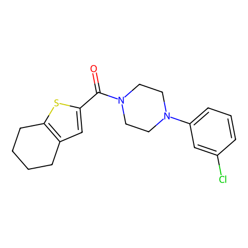 1-(3-Chlorophenyl)-4-(4,5,6,7-tetrahydro-1-benzothiophene-2-carbonyl)piperazine structure