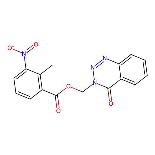 (4-oxobenzo[d][1,2,3]triazin-3(4H)-yl)methyl 2-methyl-3-nitrobenzoate structure