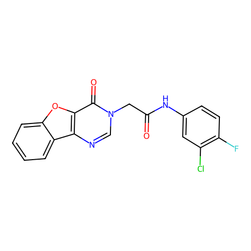 N-(3-chloro-4-fluorophenyl)-2-(4-oxo-[1]benzofuro[3,2-d]pyrimidin-3-yl)acetamide structure