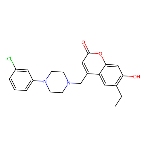 4-((4-(3-chlorophenyl)piperazin-1-yl)methyl)-6-ethyl-7-hydroxy-2H-chromen-2-one structure