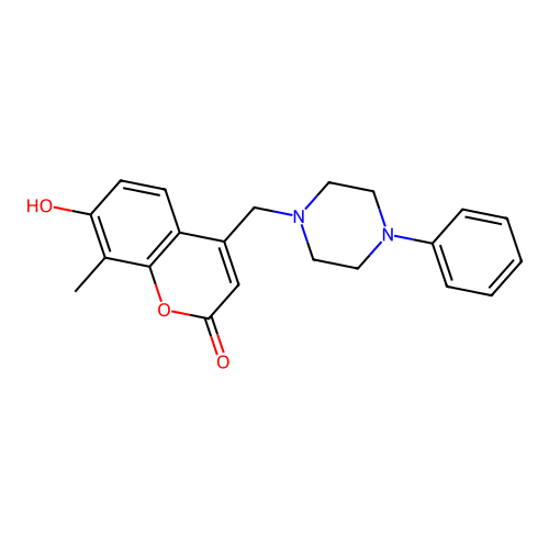 7-hydroxy-8-methyl-4-[(4-phenylpiperazin-1-yl)methyl]-2H-chromen-2-one structure