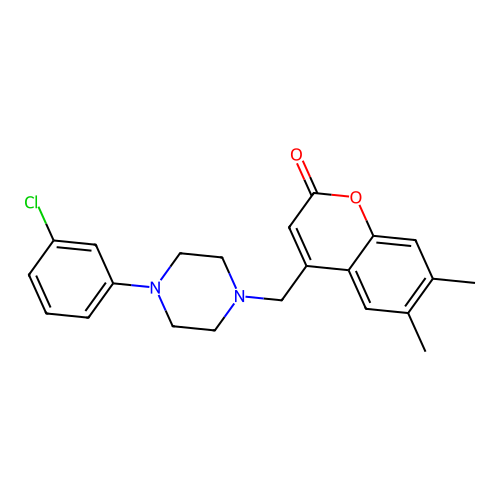 4-{[4-(3-chlorophenyl)piperazin-1-yl]methyl}-6,7-dimethyl-2H-chromen-2-one structure