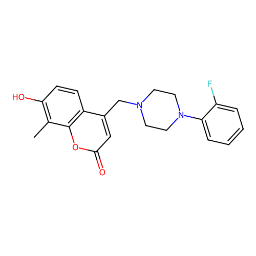 4-{[4-(2-fluorophenyl)piperazin-1-yl]methyl}-7-hydroxy-8-methyl-2H-chromen-2-one structure