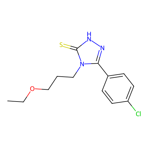 5-(4-chlorophenyl)-4-(3-ethoxypropyl)-4H-1,2,4-triazole-3-thiol structure