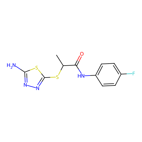 2-[(5-amino-1,3,4-thiadiazol-2-yl)sulfanyl]-N-(4-fluorophenyl)propanamide structure