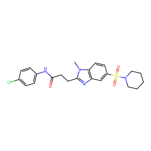 N-(4-Chlorophenyl)-1-methyl-5-(1-piperidinylsulfonyl)-1H-benzimidazole-2-propanamide structure