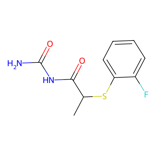 N-(Aminocarbonyl)-2-[(2-fluorophenyl)thio]propanamide structure
