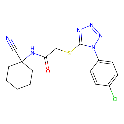 2-[[1-(4-Chlorophenyl)-1H-tetrazol-5-yl]thio]-N-(1-cyanocyclohexyl)acetamide structure