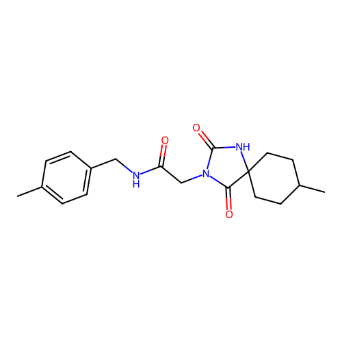 N-(4-methylbenzyl)-2-(8-methyl-2,4-dioxo-1,3-diazaspiro[4.5]dec-3-yl)acetamide structure