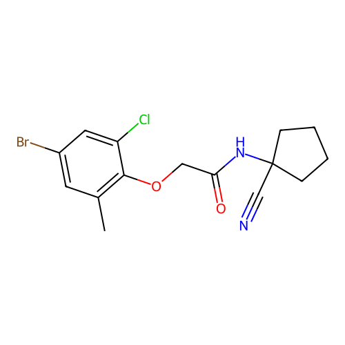 2-(4-bromo-2-chloro-6-methylphenoxy)-N-(1-cyanocyclopentyl)acetamide structure