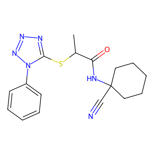 N-(1-cyanocyclohexyl)-2-[(1-phenyl-1H-1,2,3,4-tetrazol-5-yl)sulfanyl]propanamide structure