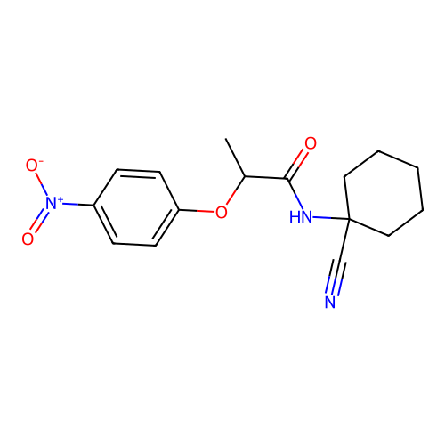 N-(1-cyanocyclohexyl)-2-(4-nitrophenoxy)propanamide structure